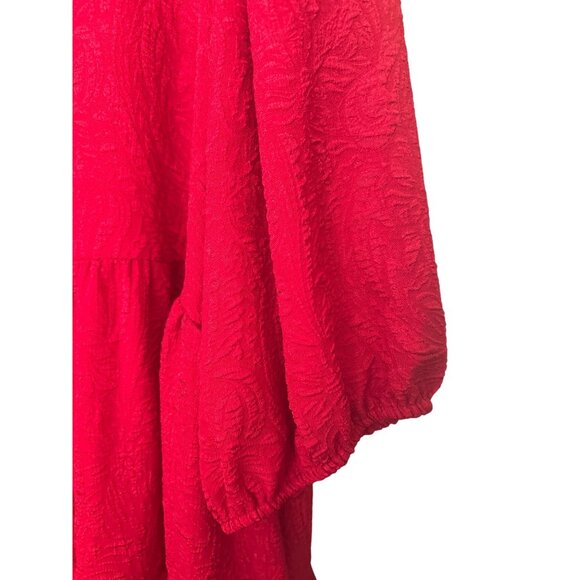 Women’s Plus Size Dress Red Layered Tiered 4X Ava & Viv 3/4 Sleeve Balloon VGC - Picture 9 of 13